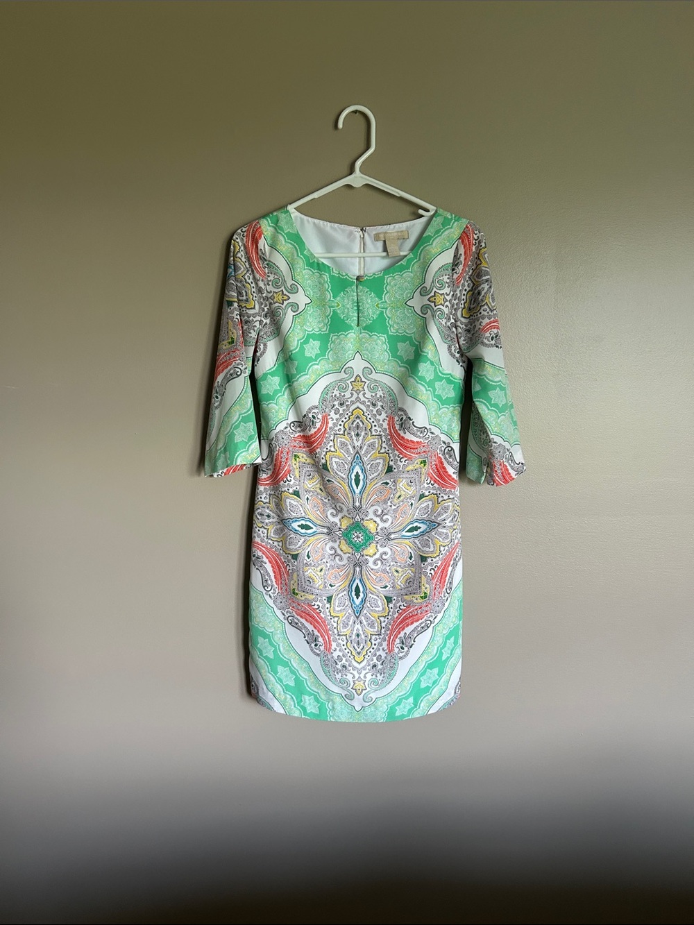 Banana Republic Green and Orange Paisley Dress